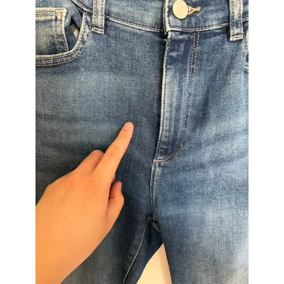 DL1961 Women’s Bridget Boot Cut High Rise Frayed Ankle Sz 28 Instasculpt Crop - Picture 4 of 12